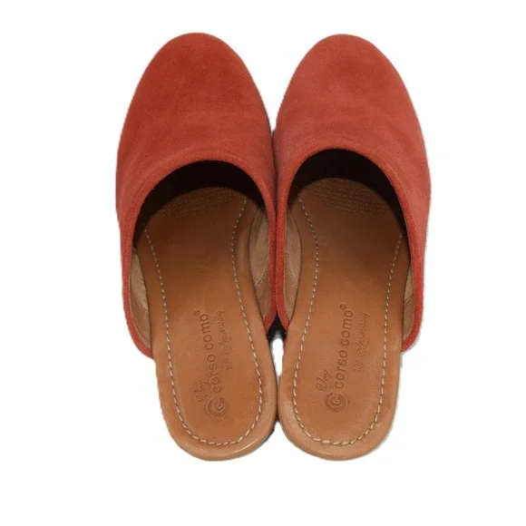 Corso Como Suede Studded Platform Clog Mules Women's Size 7 Rust Orange